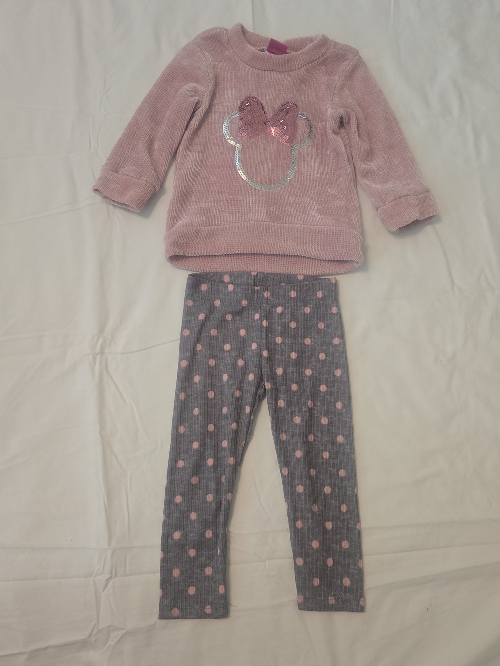 Disney Pink And Gray Sweater And Leggings Set